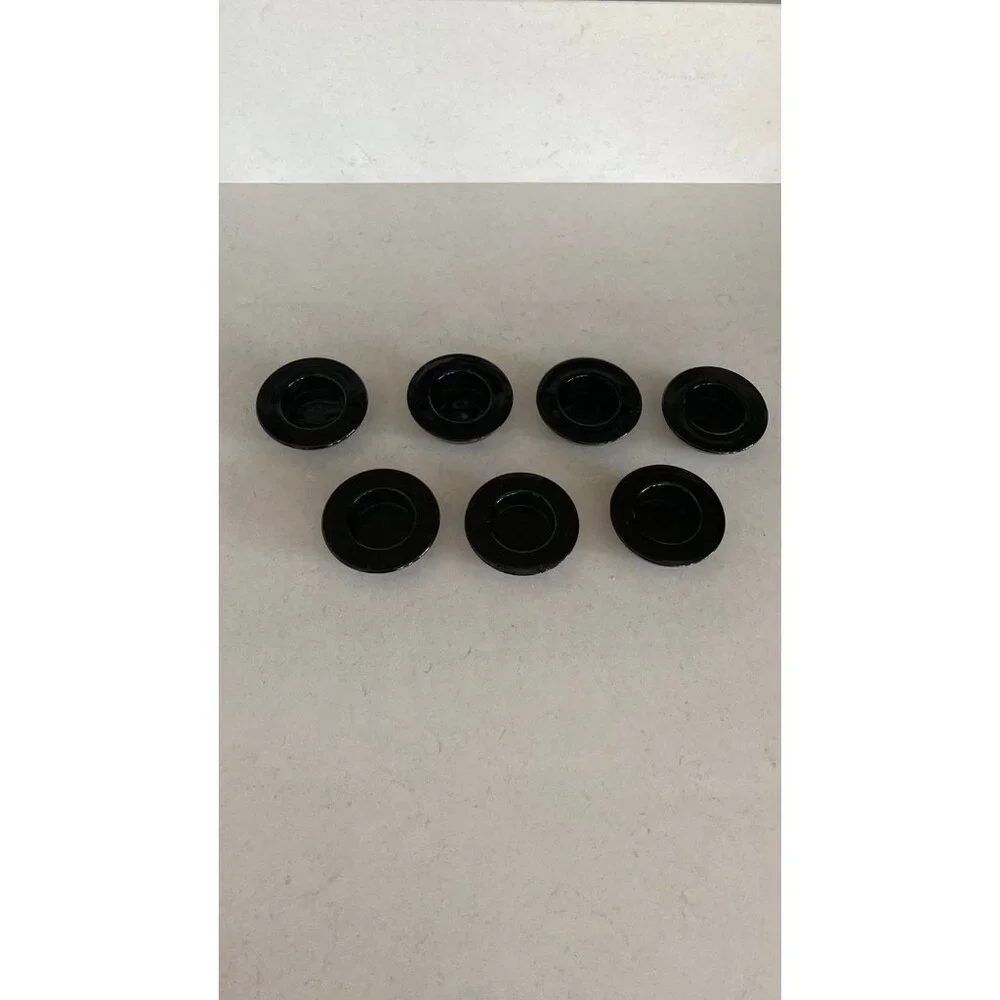 Set of seven (7) CRATE & BARREL Black Glass Tea Light Candle Votive Holder 3 in